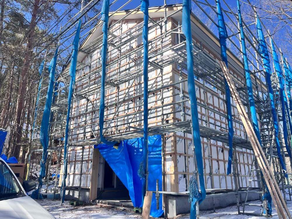 木工事　外壁下地完了