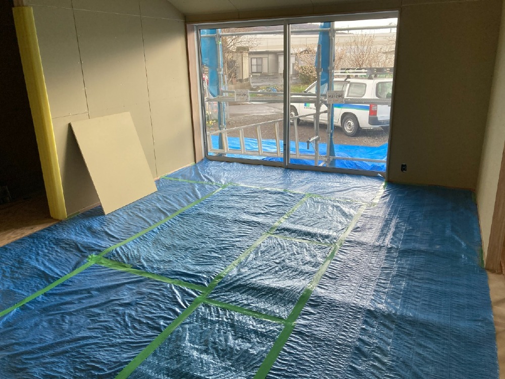 左官工事　屋内仕上げ前養生