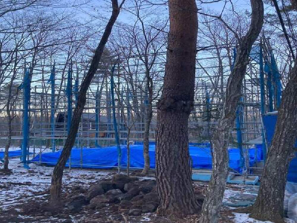 先行足場組立て完了