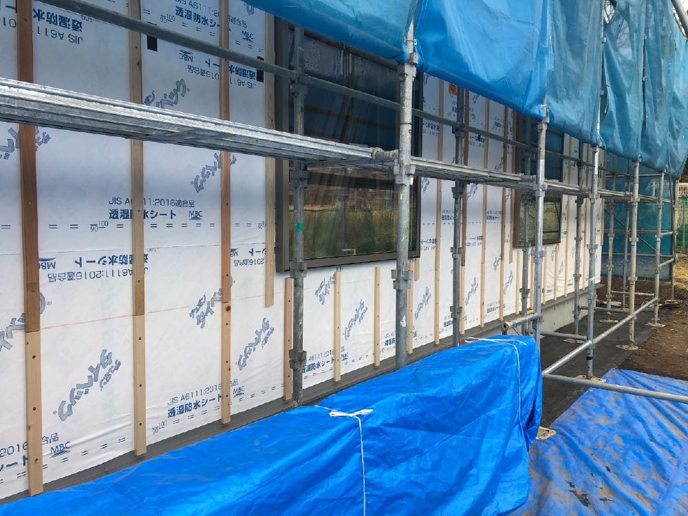 木工事　外壁通気胴縁取付