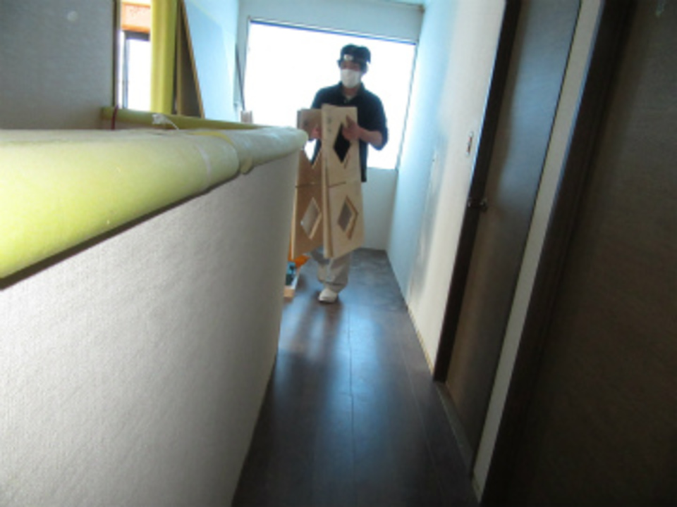 2階廊下床張り