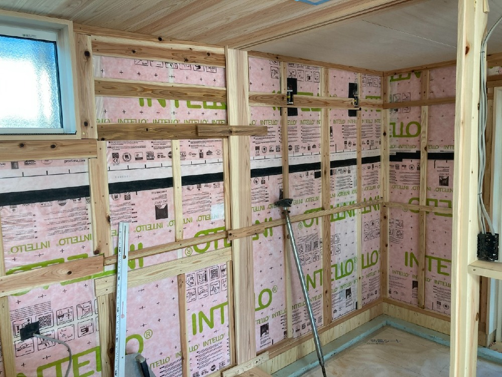 木工事　壁下地施工