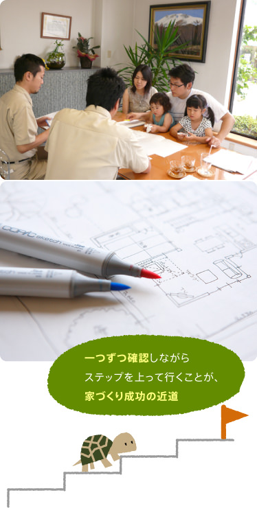 一つずつ確認しながらステップを上って行くことが、家づくり成功の近道